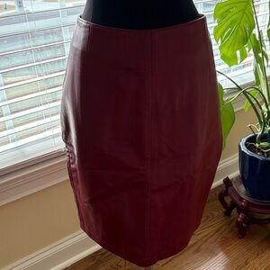 Elegant Burgundy Leather Skirt